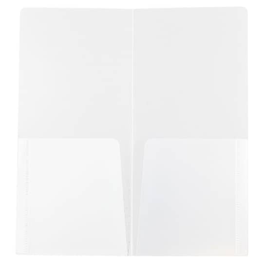 JAM Paper Clear Heavy Duty Plastic 2-Pocket Mini Folders, 6ct.